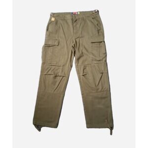 Empyre Green Cargo Pants Mens 32 X 30 Side Buckle Drawstring Hem Utility Cropped